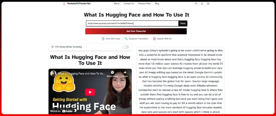 YouTube to Transcript Step 5